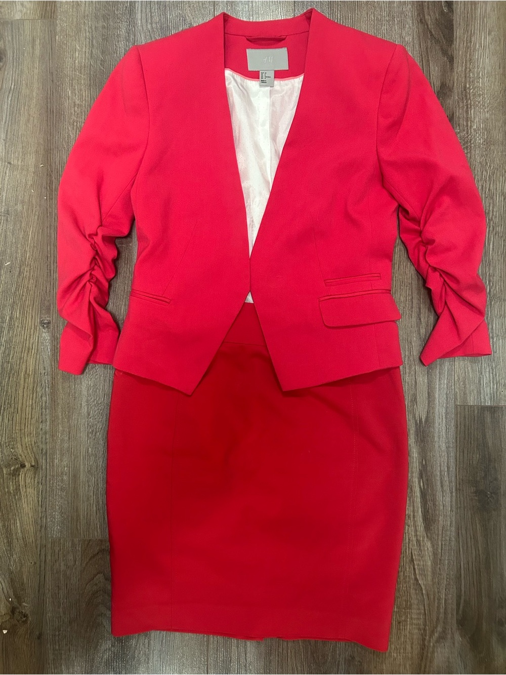 Pink summer blazer and mini skirt